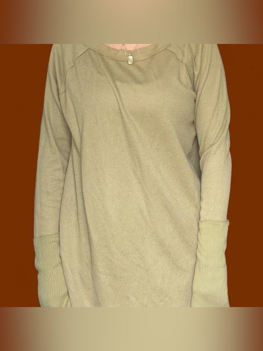 Free People Olive Crewneck Lightweight Sweater